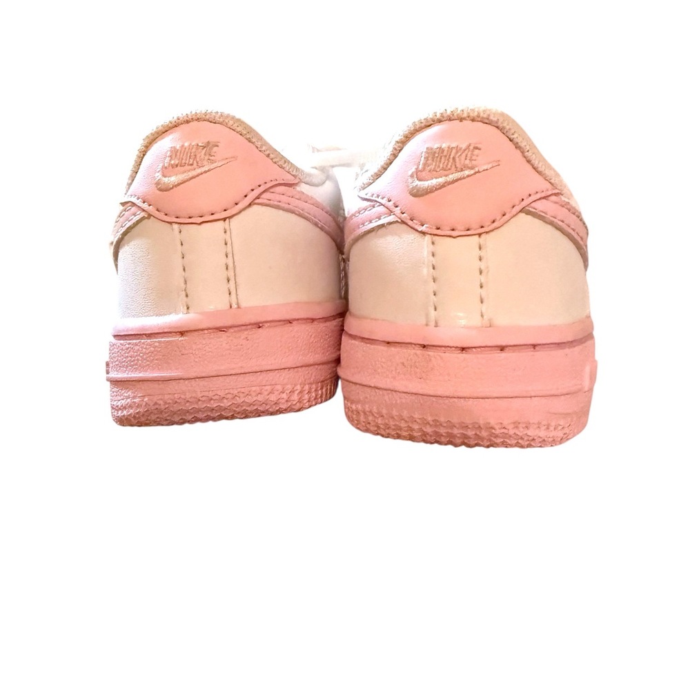 Nike White Baby Pink Perforated Toe Lace Up Air‎ Force Sneakers Size 7C - Picture 3 of 8